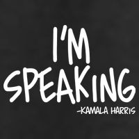 I'm Speaking Kamala Harris Vice President Debate Quote 7 Panel Mesh Trucker Snapback Hat