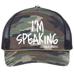 I'm Speaking Kamala Harris Vice President Debate Quote Retro Rope Trucker Hat Cap