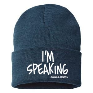 I'm Speaking Kamala Harris Vice President Debate Quote Sustainable Knit Beanie