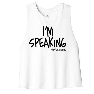 I'm Speaking Kamala Harris Vice President Debate Quote Women's Racerback Cropped Tank