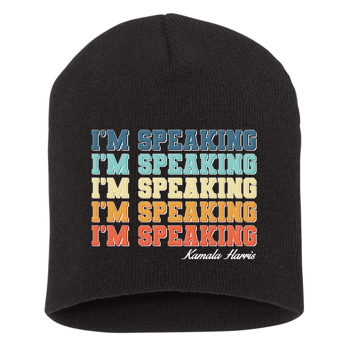 I'm Speaking pattern Kamala Harris Madam Vice President Short Acrylic Beanie