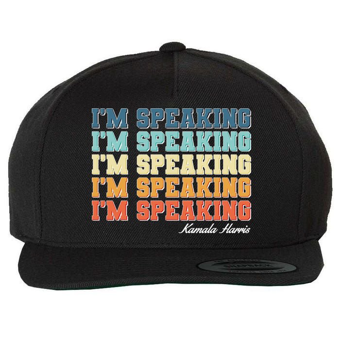 I'm Speaking pattern Kamala Harris Madam Vice President Wool Snapback Cap