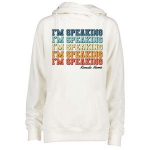 I'm Speaking pattern Kamala Harris Madam Vice President Womens Funnel Neck Pullover Hood