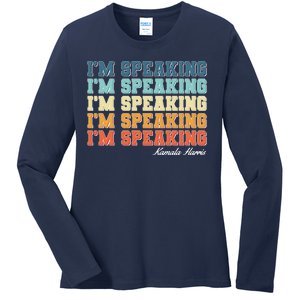 I'm Speaking pattern Kamala Harris Madam Vice President Ladies Long Sleeve Shirt