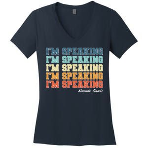 I'm Speaking pattern Kamala Harris Madam Vice President Women's V-Neck T-Shirt