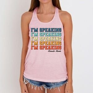 I'm Speaking pattern Kamala Harris Madam Vice President Women's Knotted Racerback Tank