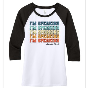 I'm Speaking pattern Kamala Harris Madam Vice President Women's Tri-Blend 3/4-Sleeve Raglan Shirt