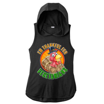 I'm Thankful For Vegetarians Funny Thanksgiving Ladies PosiCharge Tri-Blend Wicking Draft Hoodie Tank