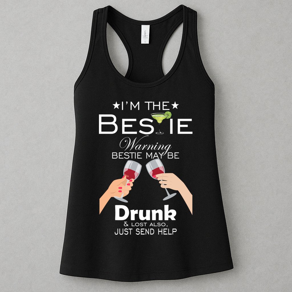 I'm The Bestie Warning Drunk Lost Just Send Help Womens Tank Top