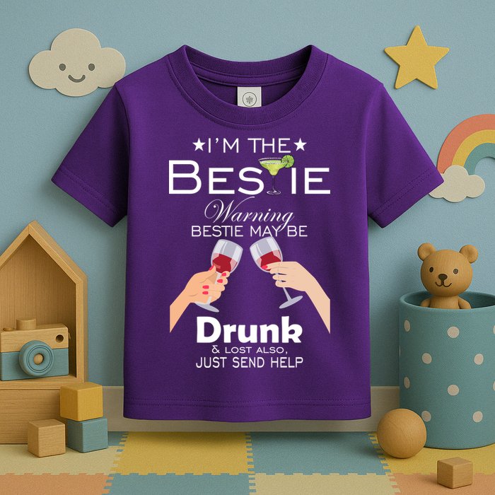 I'm The Bestie Warning Drunk Lost Just Send Help Toddler T-Shirt