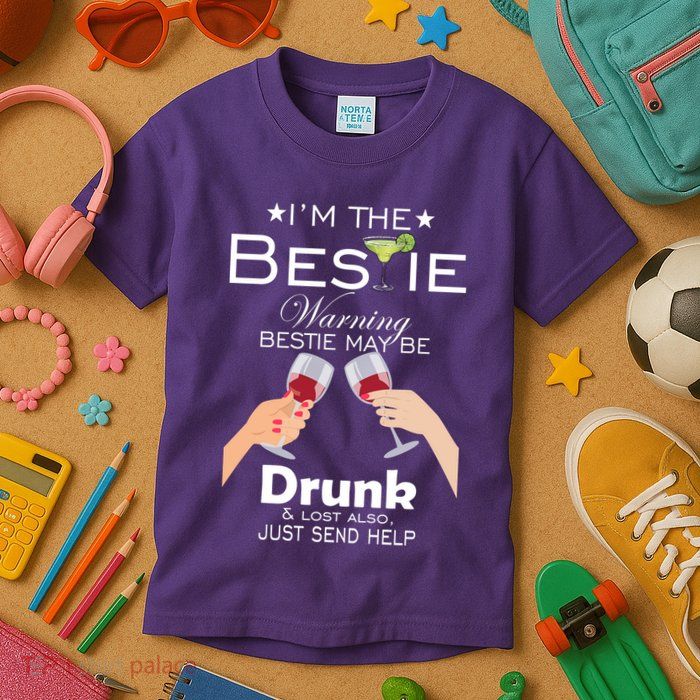 I'm The Bestie Warning Drunk Lost Just Send Help Kids T-Shirt