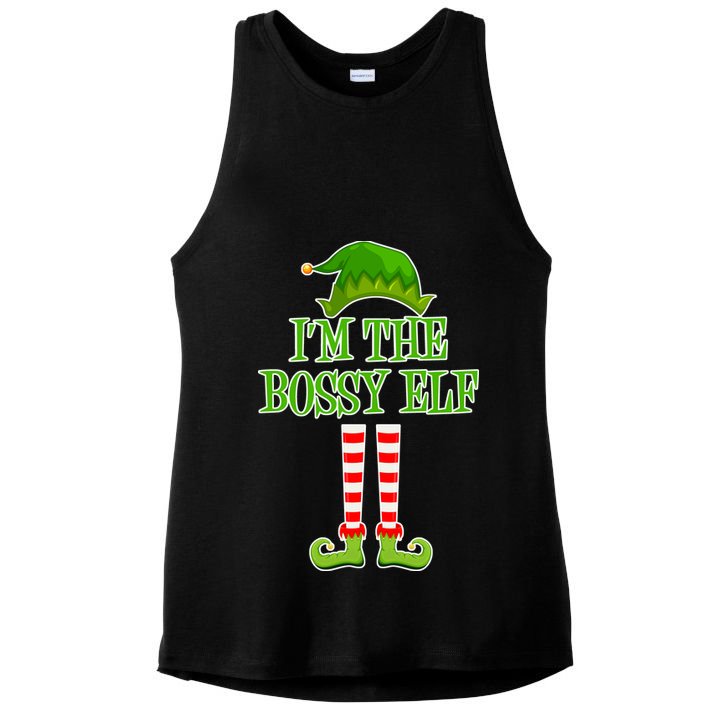 I'm The Bossy Elf Matching Family Christmas Ladies PosiCharge Tri-Blend Wicking Tank