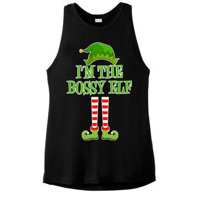 I'm The Bossy Elf Matching Family Christmas Ladies PosiCharge Tri-Blend Wicking Tank