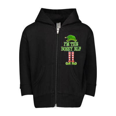 I'm The Bossy Elf Matching Family Christmas Toddler Zip Fleece Hoodie