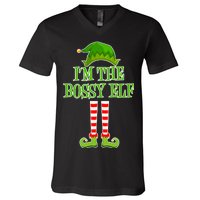 I'm The Bossy Elf Matching Family Christmas V-Neck T-Shirt