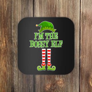 I'm The Bossy Elf Matching Family Christmas Coaster