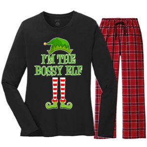 I'm The Bossy Elf Matching Family Christmas Women's Long Sleeve Flannel Pajama Set 