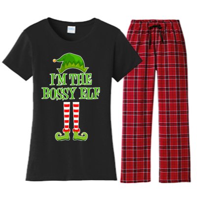 I'm The Bossy Elf Matching Family Christmas Women's Flannel Pajama Set