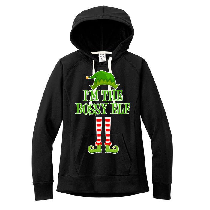 I'm The Bossy Elf Matching Family Christmas Women's Fleece Hoodie