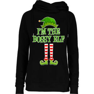 I'm The Bossy Elf Matching Family Christmas Womens Funnel Neck Pullover Hood