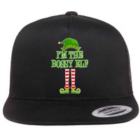 I'm The Bossy Elf Matching Family Christmas Flat Bill Trucker Hat