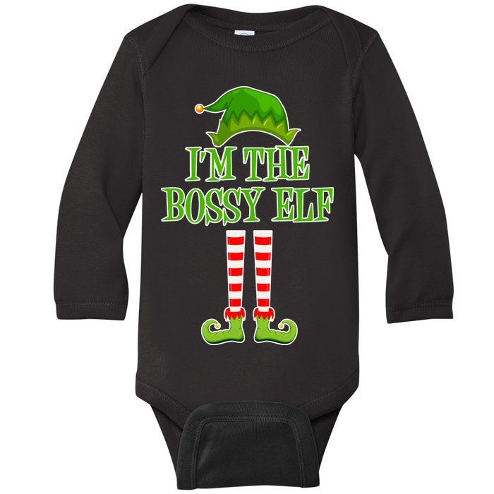 I'm The Bossy Elf Matching Family Christmas Baby Long Sleeve Bodysuit