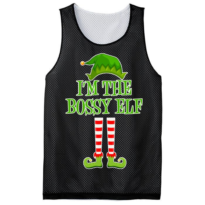 I'm The Bossy Elf Matching Family Christmas Mesh Reversible Basketball Jersey Tank