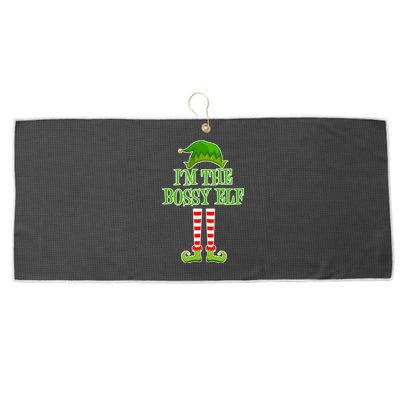 I'm The Bossy Elf Matching Family Christmas Large Microfiber Waffle Golf Towel