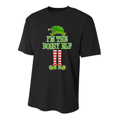 I'm The Bossy Elf Matching Family Christmas Youth Performance Sprint T-Shirt