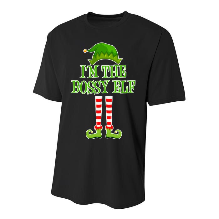 I'm The Bossy Elf Matching Family Christmas Youth Performance Sprint T-Shirt