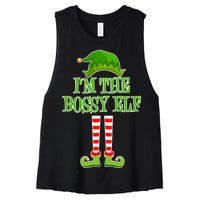 I'm The Bossy Elf Matching Family Christmas Women's Racerback Cropped Tank