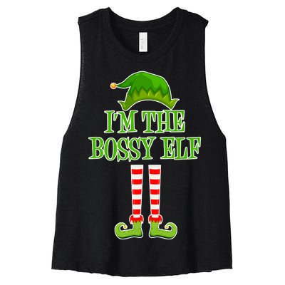 I'm The Bossy Elf Matching Family Christmas Women's Racerback Cropped Tank