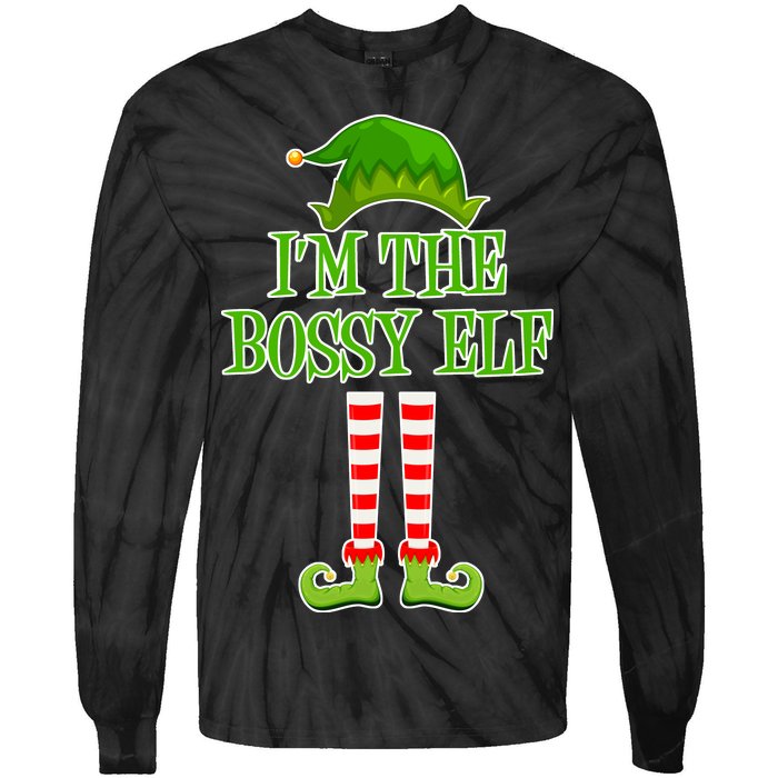 I'm The Bossy Elf Matching Family Christmas Tie-Dye Long Sleeve Shirt