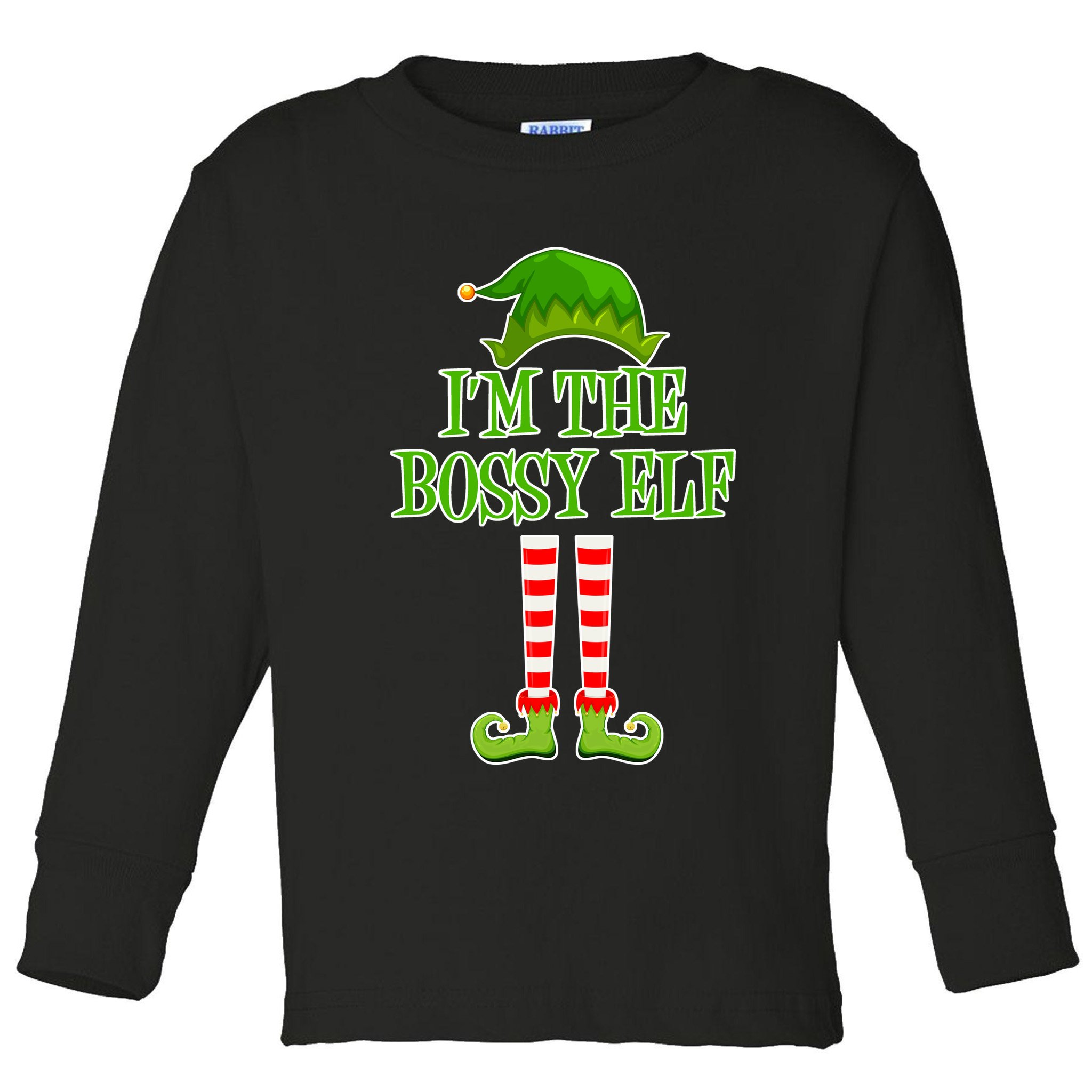 I'm The Bossy Elf Matching Family Christmas Toddler Long Sleeve Shirt
