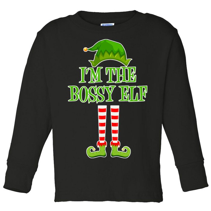 I'm The Bossy Elf Matching Family Christmas Toddler Long Sleeve Shirt