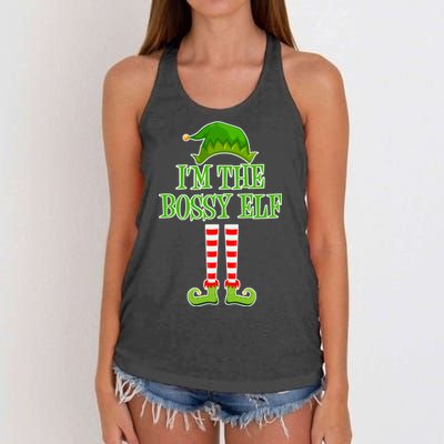 I'm The Bossy Elf Matching Family Christmas Women's Knotted Racerback Tank