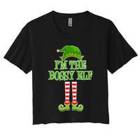 I'm The Bossy Elf Matching Family Christmas Women's Crop Top Tee