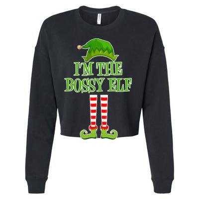 I'm The Bossy Elf Matching Family Christmas Cropped Pullover Crew