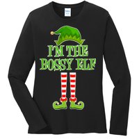 I'm The Bossy Elf Matching Family Christmas Ladies Long Sleeve Shirt