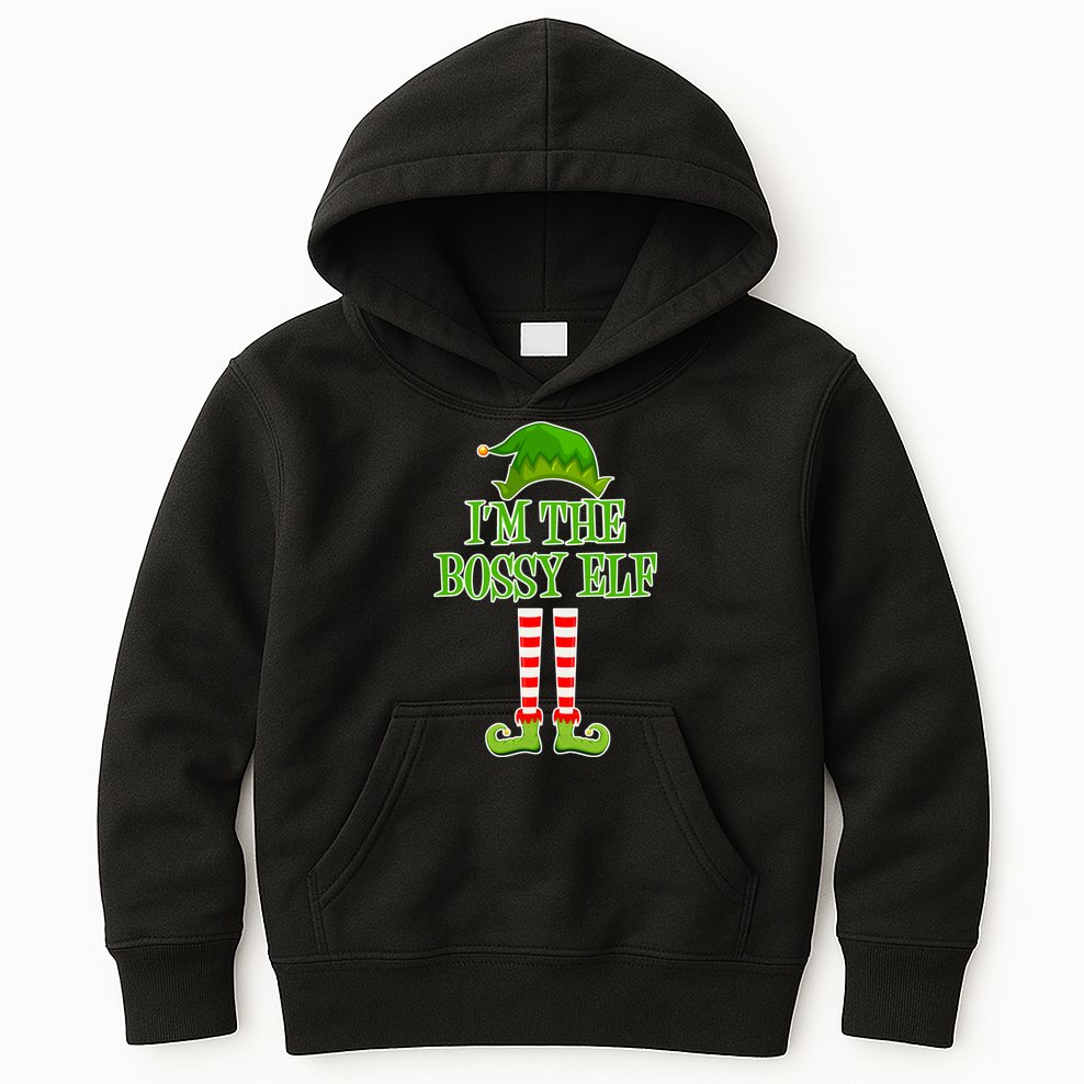 I'm The Bossy Elf Matching Family Christmas Kids Hoodie