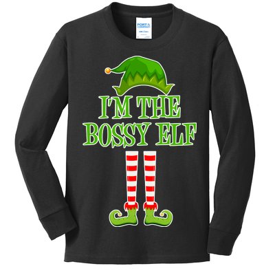 I'm The Bossy Elf Matching Family Christmas Kids Long Sleeve Shirt