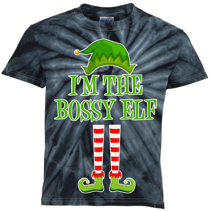 I'm The Bossy Elf Matching Family Christmas Kids Tie-Dye T-Shirt