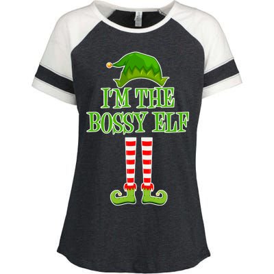 I'm The Bossy Elf Matching Family Christmas Enza Ladies Jersey Colorblock Tee