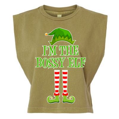 I'm The Bossy Elf Matching Family Christmas Garment-Dyed Women's Muscle Tee