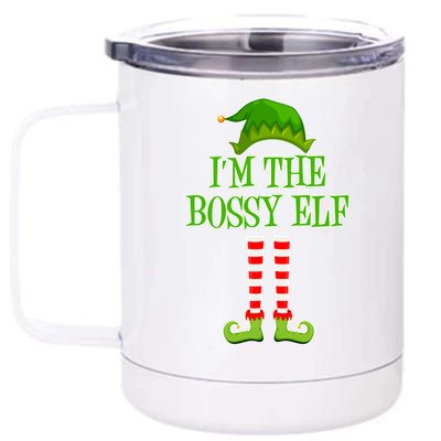 I'm The Bossy Elf Matching Family Christmas 12 oz Stainless Steel Tumbler Cup