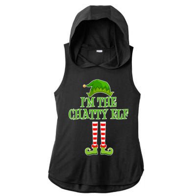 I'm The Chatty Elf Matching Family Christmas Ladies PosiCharge Tri-Blend Wicking Draft Hoodie Tank