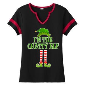 I'm The Chatty Elf Matching Family Christmas Ladies Halftime Notch Neck Tee