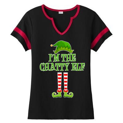 I'm The Chatty Elf Matching Family Christmas Ladies Halftime Notch Neck Tee