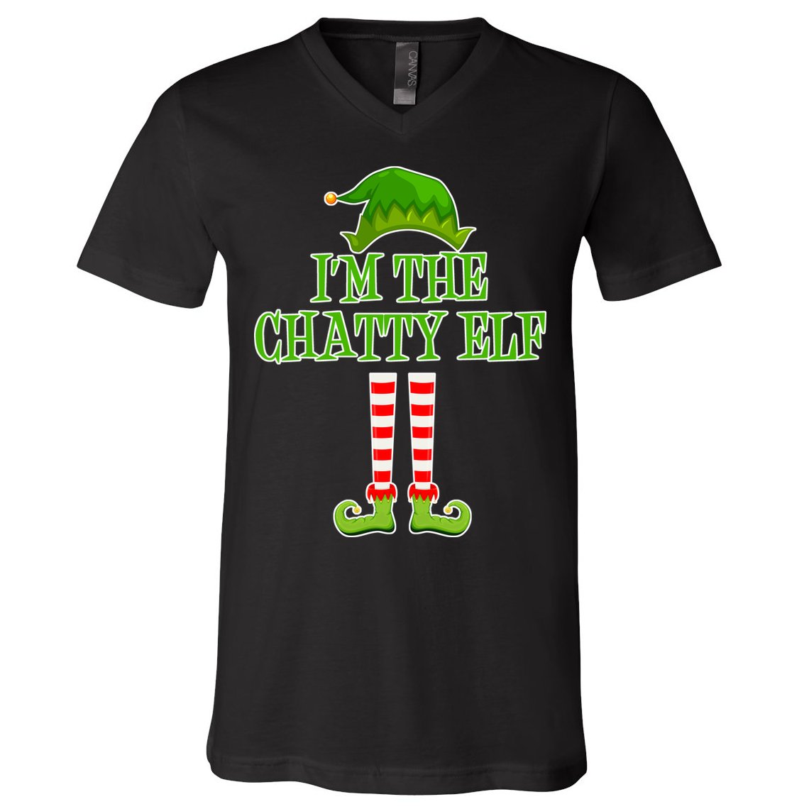 I'm The Chatty Elf Matching Family Christmas V-Neck T-Shirt