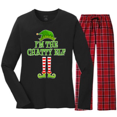 I'm The Chatty Elf Matching Family Christmas Women's Long Sleeve Flannel Pajama Set 